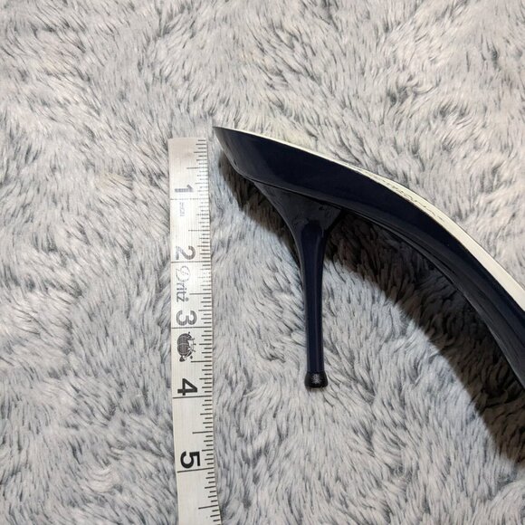 Dolce & Gabbana Heels Stiletto Mules Slip On Peep Toe Blue Gingham Size 38 - Picture 10 of 11